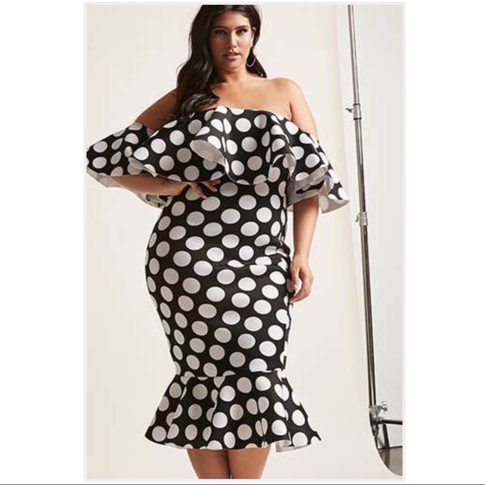 Plus size polkadot mermaid dress